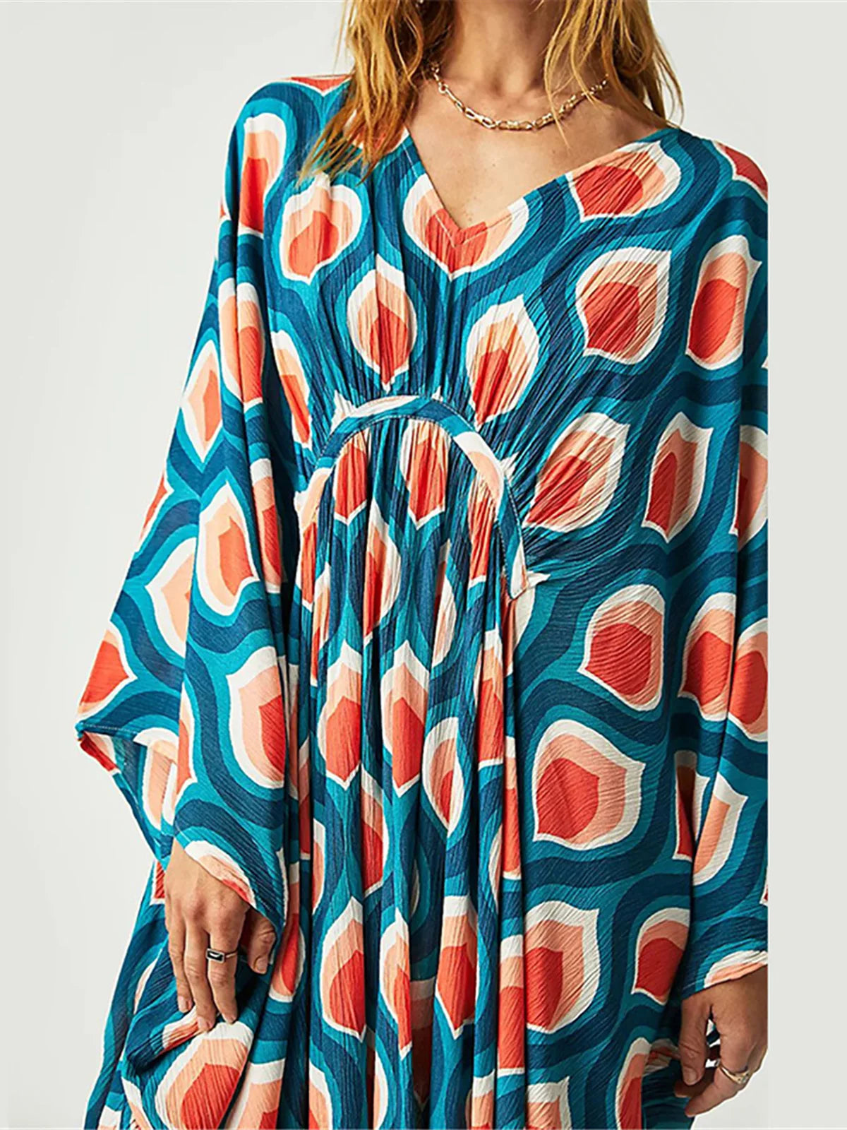 Printed V Neck Kaftan