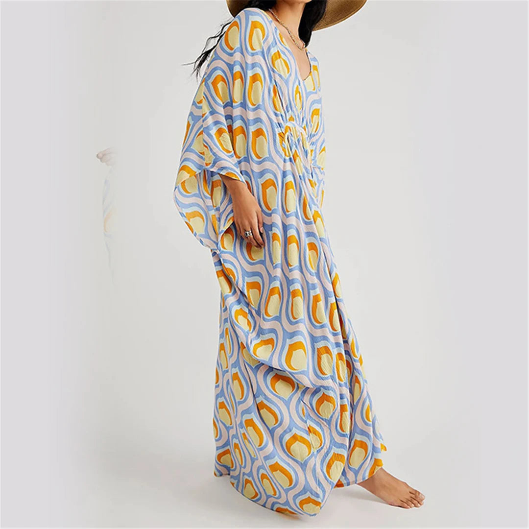 Printed V Neck Kaftan