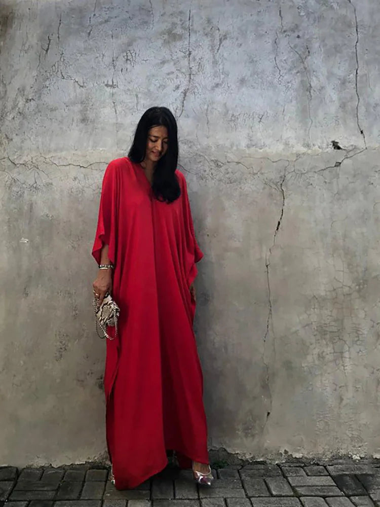 Bohemian Oversize Red Kaftan