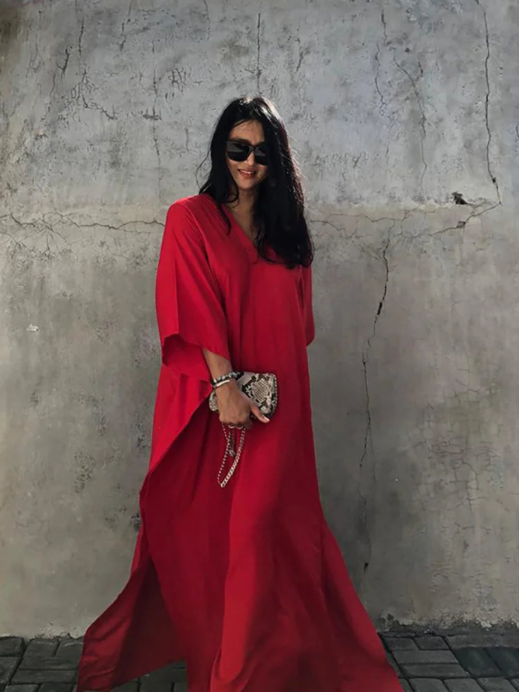 Bohemian Oversize Red Kaftan