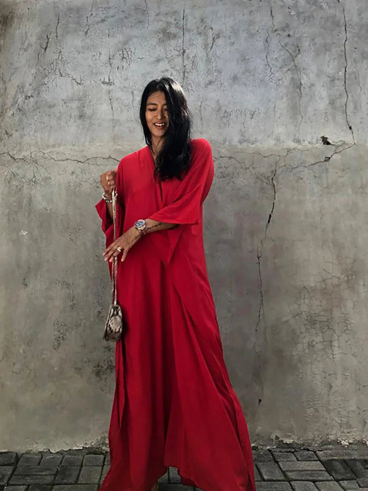 Bohemian Oversize Red Kaftan