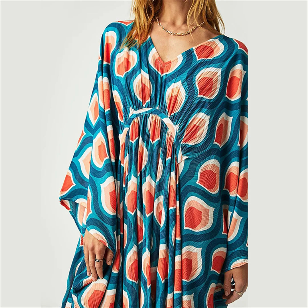 Printed V Neck Kaftan