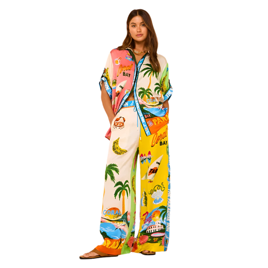 Fashionable Printed Women's 2 Pcs Suit