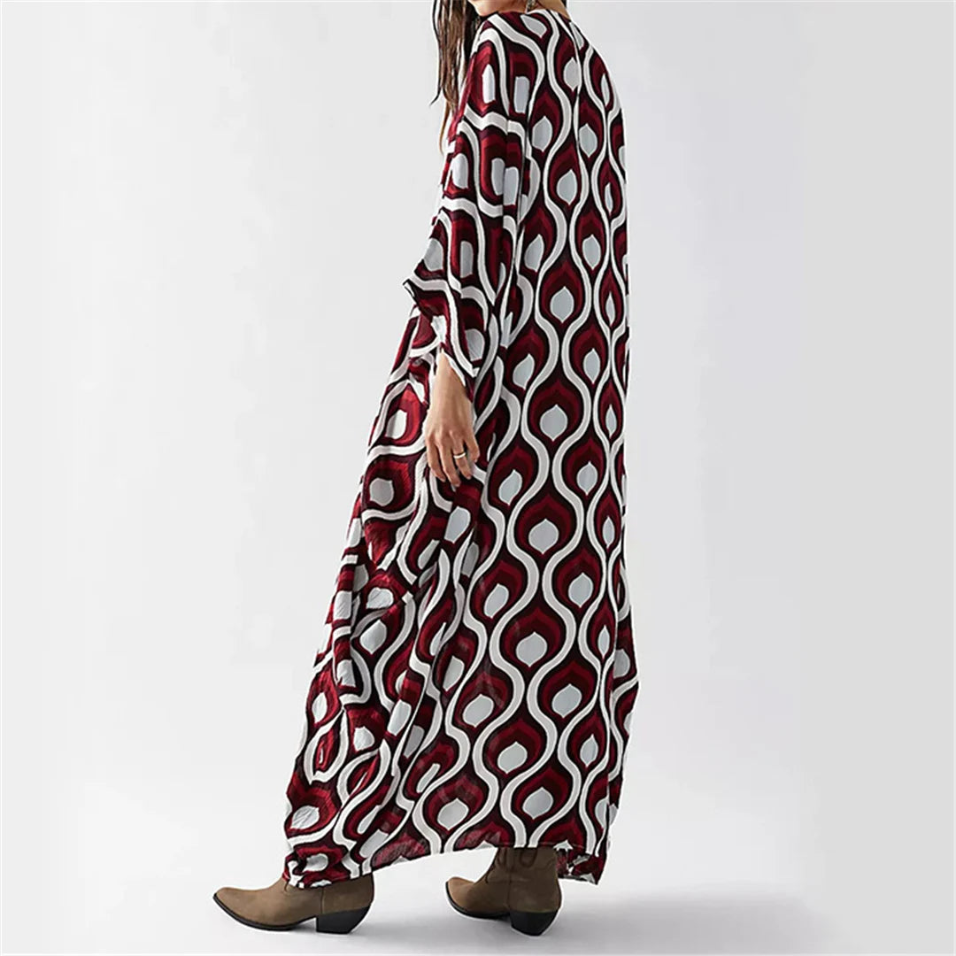 Printed V Neck Kaftan