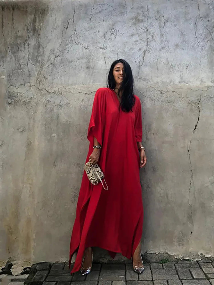 Bohemian Oversize Red Kaftan